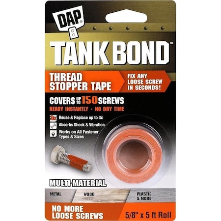 Tank Bond Thread Stopper Tape, 5 ft L, 58 in W, Acrylic Polymer, Orange 7079800169